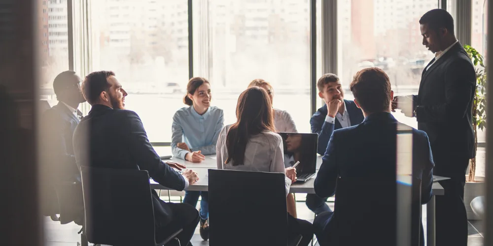 group of people meeting at an office