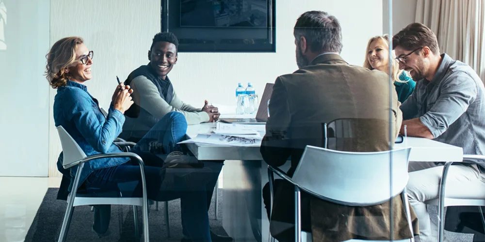 group of people meeting at an office